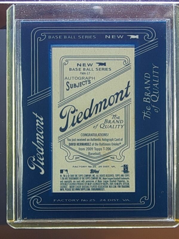 2009 Topps 206 David Hernandez AU #FMA-17 Orioles Mini Framed Autograph - Image 3