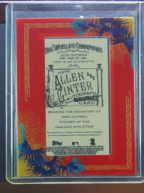 2010 Topps Allen & Ginter Josh Outman AU #AGA-JO Athletics Autographs - Image 3