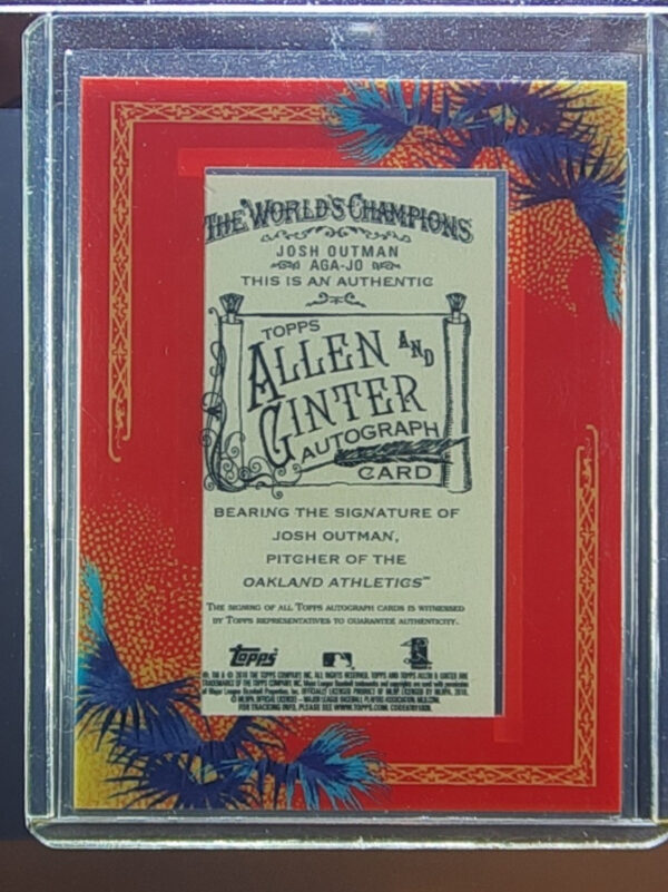 2010 Topps Allen & Ginter Josh Outman AU #AGA-JO Athletics Autographs - Image 3