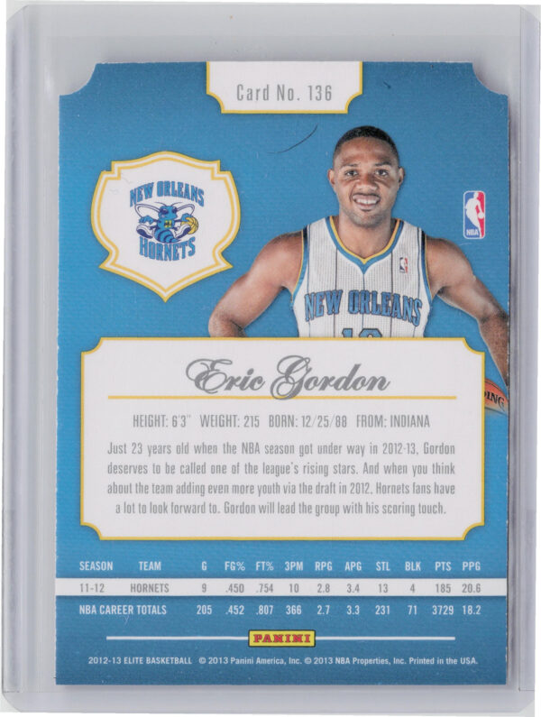 2012-13 Panini Elite Eric Gordon Status SN10 #136 Hornets - Image 3