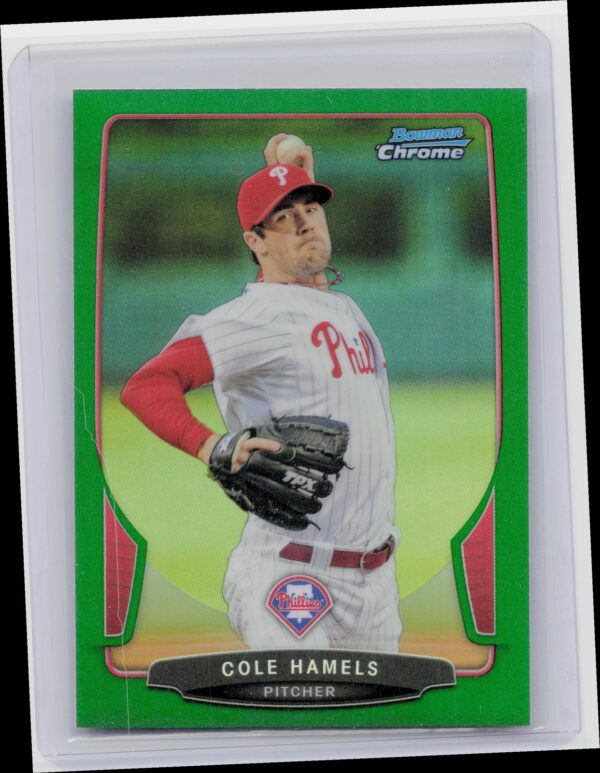 2013 Bowman Chrome Cole Hamels Green Refractors #107 Phillies