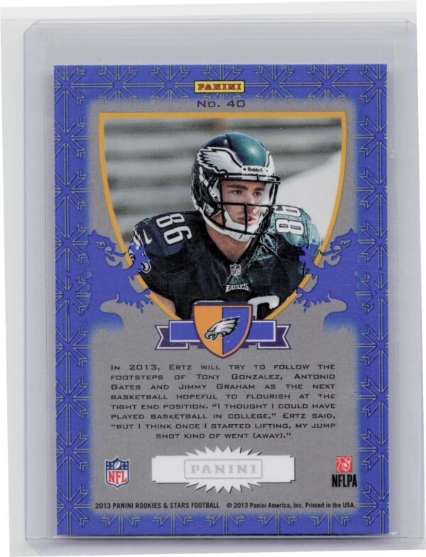 2013 Panini Rookies & Stars Zach Ertz #40 Eagles Rookie Crusade - Image 3
