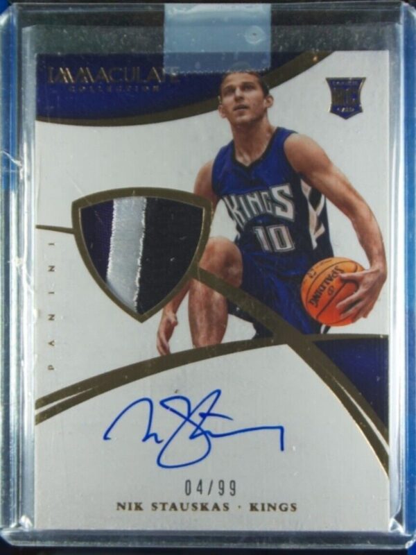 2014-15 Panini Immaculate Collection Nik Stauskas AU RC SN99 MEM #128 Kings