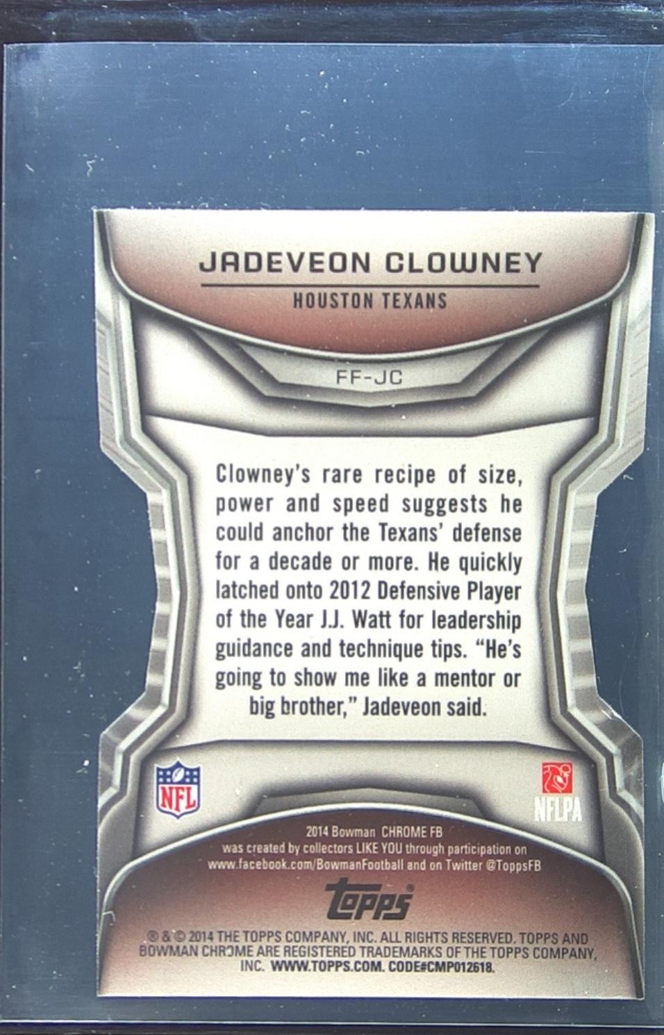 2014 Bowman Chrome Jadeveon Clowney #FF-JC Texans Future of the Franchise RC - Image 3