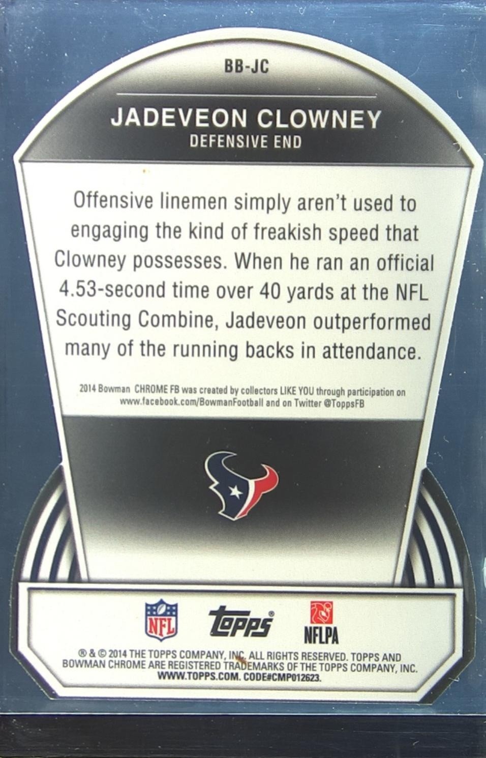 2014 Bowman Chrome Jadeveon Clowney RC #BB-JC Texans Bowman’s Best Die Cuts - Image 3