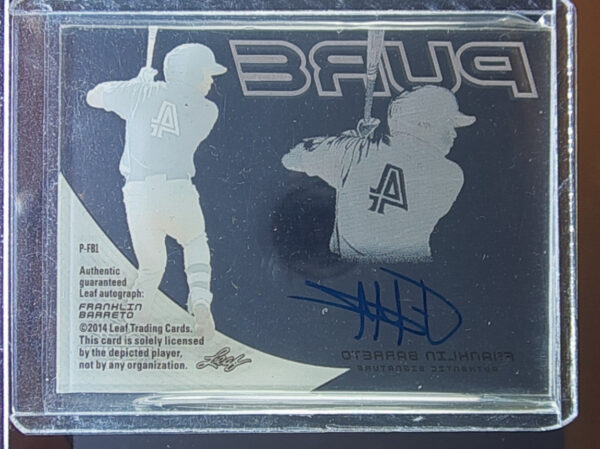 2014 Leaf Trinity Franklin Barreto AU #P-FB1 Jays Pure Autographs Blue - Image 3