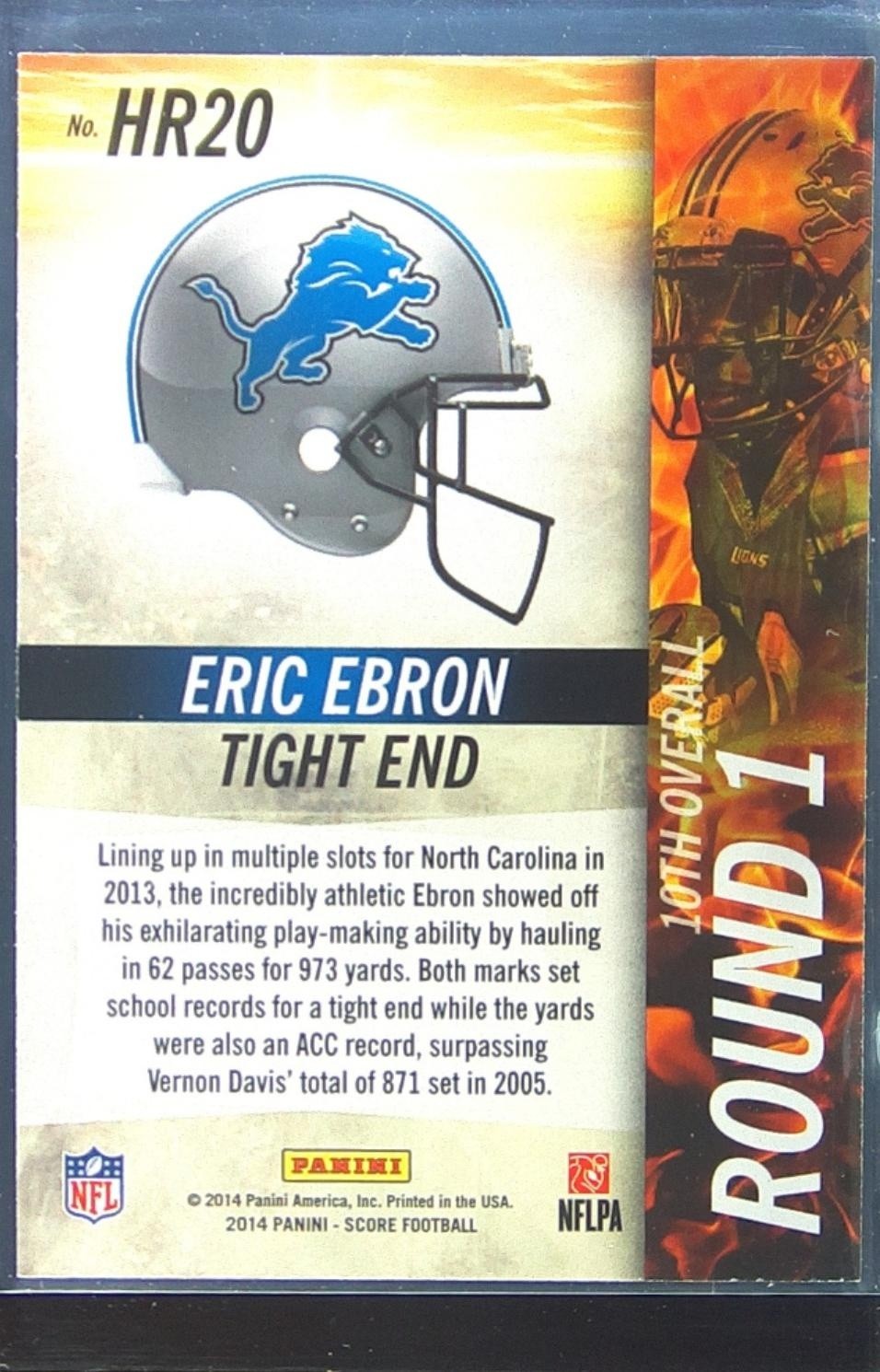 2014 Panini Hot Rookies Eric Ebron RC #HR20 Lions Hot Rookies - Image 3