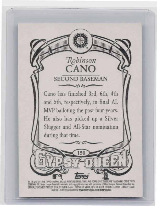 2014 Topps Gypsy Queen Robinson Cano Framed Blue SN499 #150 Mariners - Image 3