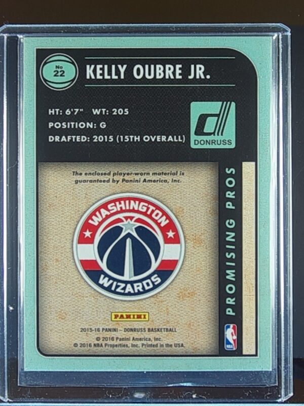2015-16 Donruss Kelly Oubre Jr. /149 JSY #22 Wizards Promising Pros - Image 3