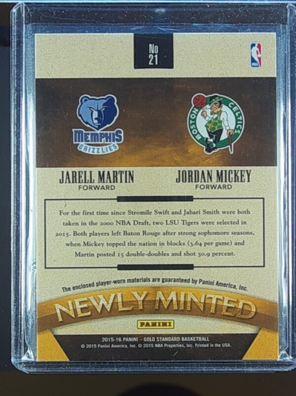 2015-16 Gold Standard Jarell Martin / Jordan Mickey /15 JSY #21 Celtics - Image 3
