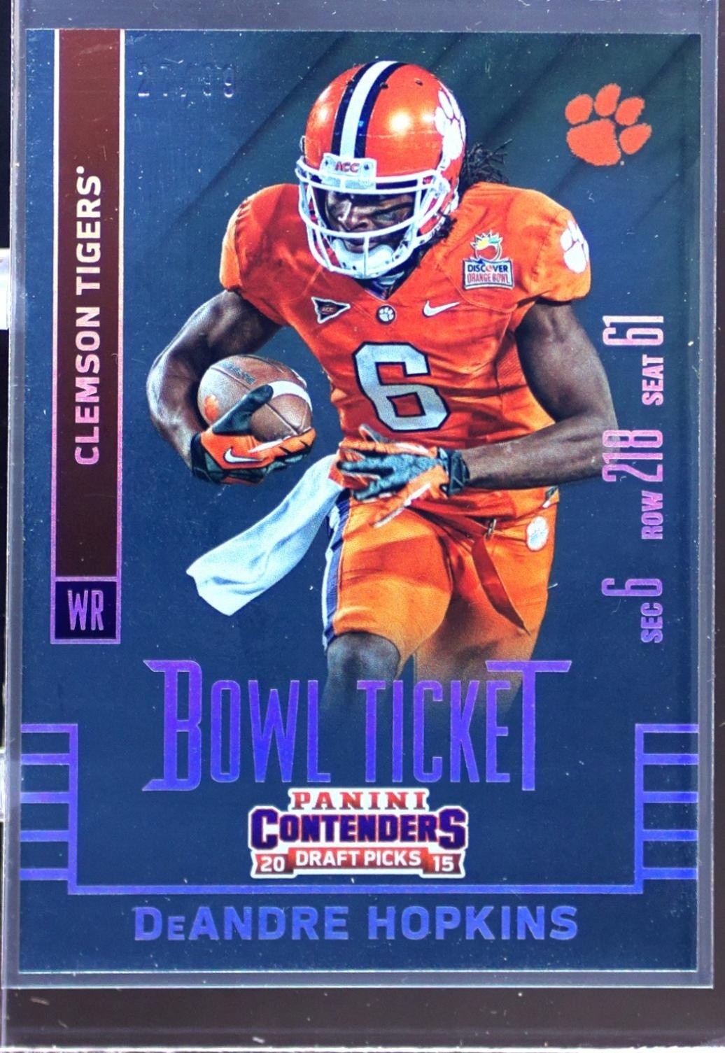 2015 Contenders Draft Picks DeAndre Hopkins Bowl Ticket /99 #29 Tigers