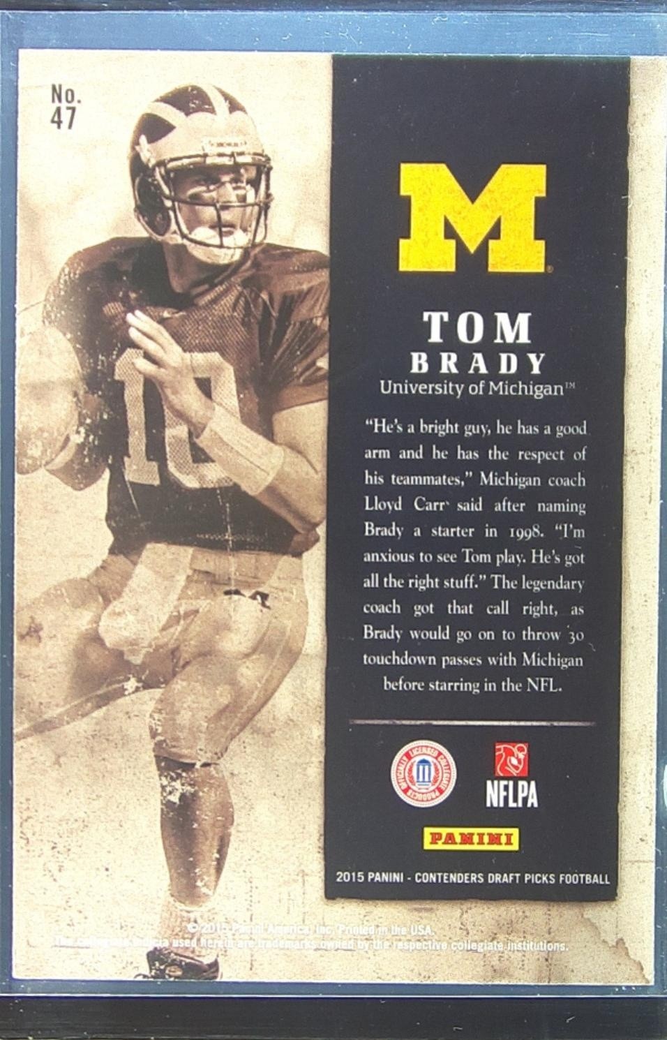 2015 Contenders Draft Picks Tom Brady #47 Wolverines Old School Colors - Image 3