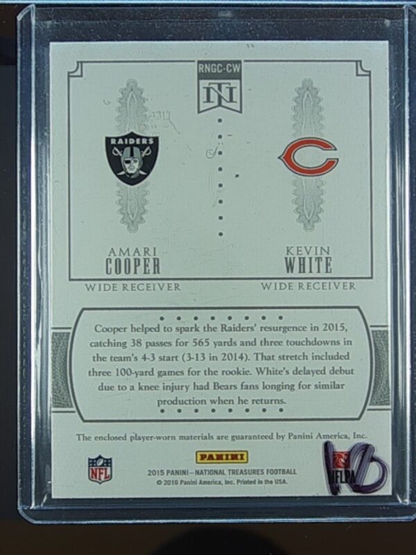 2015 NT Amari Cooper / Kevin White /99 JSY #RNGC-CW Bears Rookie NFL Gear Combo - Image 3