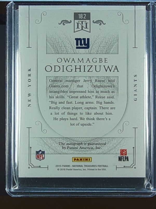 2015 NT Owamagbe Odighizuwa AUTO /99 #182 Giants Rookie Signatures - Image 3