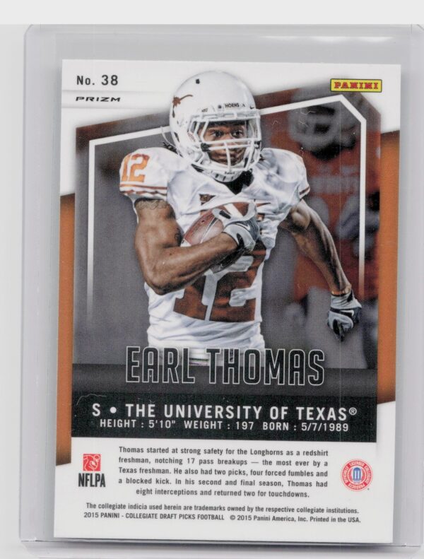 2015 Prizm Collegiate Draft Picks Earl Thomas Prizms #38 Longhorns - Image 3