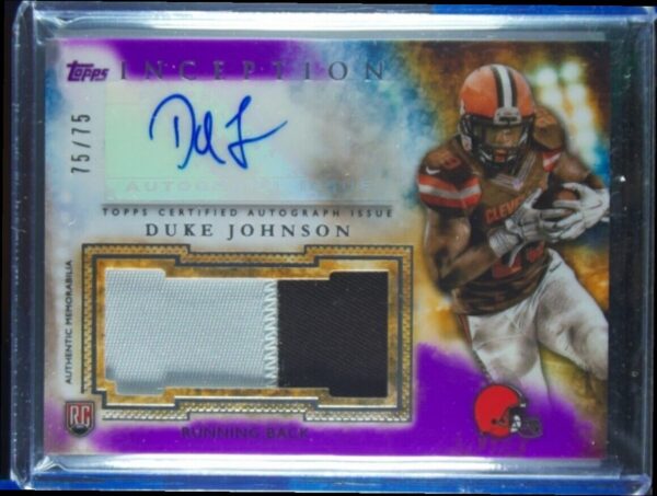 2015 Topps Inception Duke Johnson AU MEM SN75 #AJP-DJ Browns Autographed Jumbo P