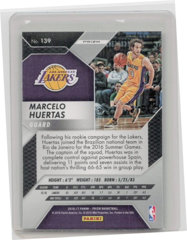 2016-17 Panini Prizm Marcelo Huertas Silver Prizms #139 Lakers - Image 3