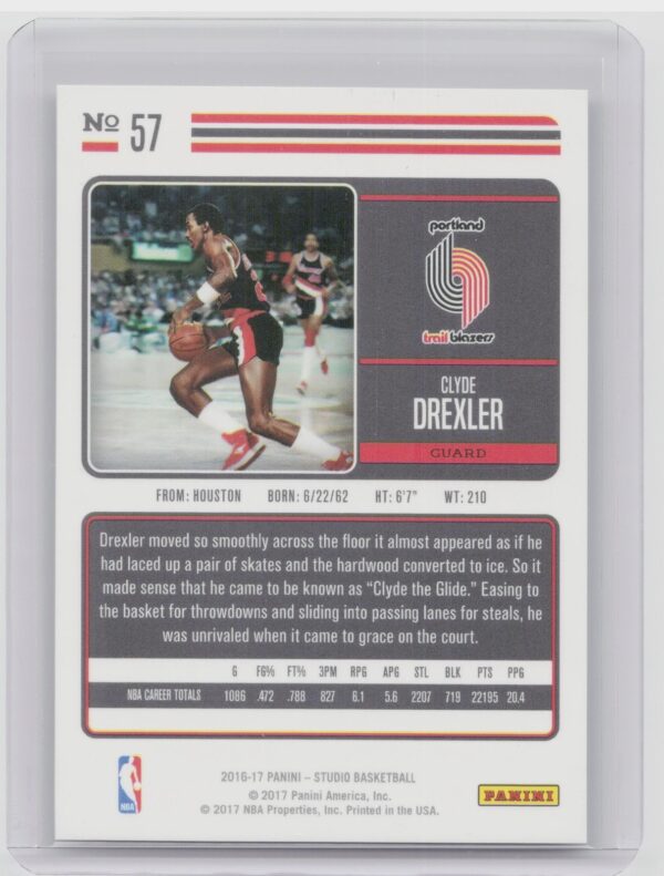 2016-17 Panini Studio Clyde Drexler #57 Blazers - Image 3