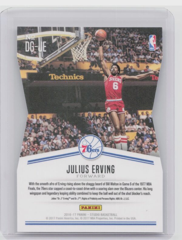2016-17 Panini Studio Julius Erving #DG-JE 76ers Defying Gravity - Image 3