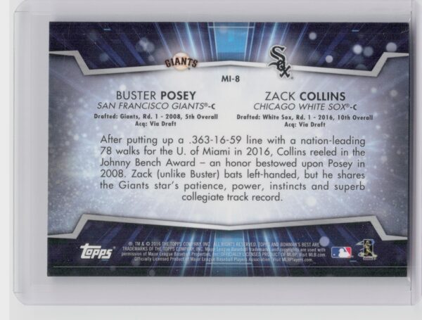 2016 Bowman's Best Buster Posey / Zack Collins #MI-8 Sox Mirror Image Atomic Ref - Image 3