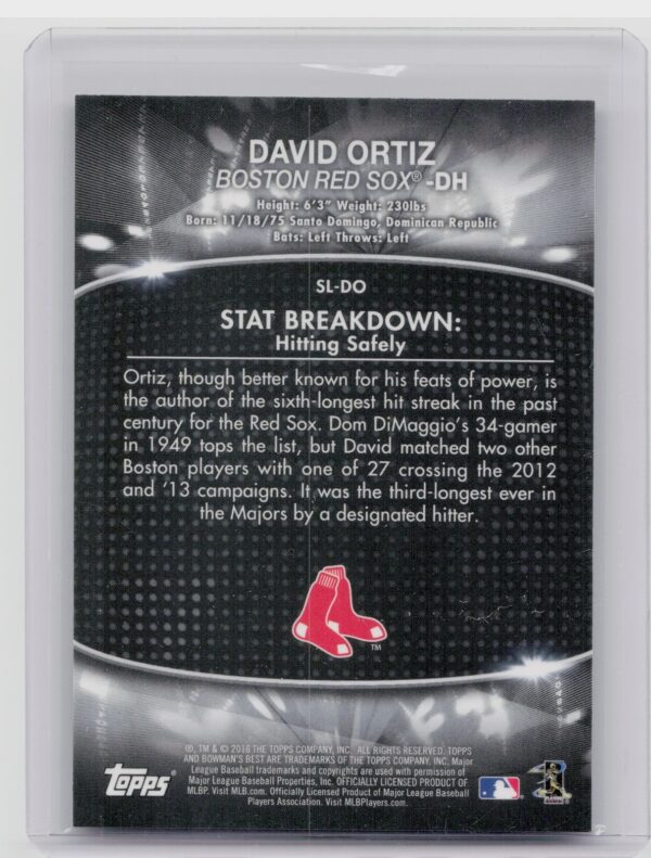 2016 Bowman's Best David Ortiz #SL-DO Sox Stat Lines - Image 3