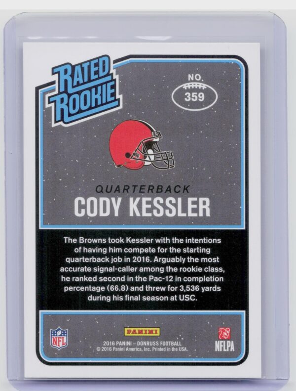2016 Donruss Cody Kessler RC #359 Browns - Image 3