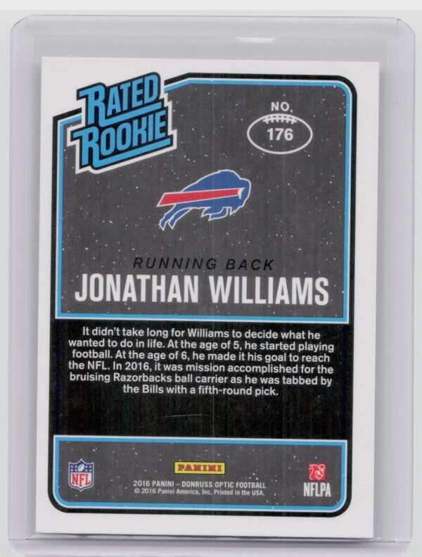 2016 Donruss Optic Jonathan Williams Holo #176 Bills - Image 3