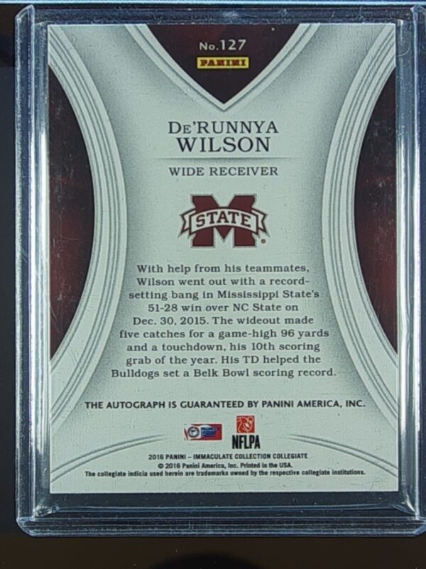 2016 Immaculate Collegiate De'Runnya Wilson AUTO /99 #127 Bulldogs - Image 3