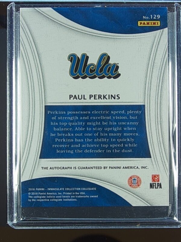 2016 Immaculate Collegiate Paul Perkins AUTO /24 #129 Bruins - Image 3
