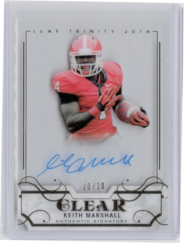 2016 Leaf Trinity Keith Marshall AU SN10 #CA-KM1 Bulldogs Clear Autographs Gold
