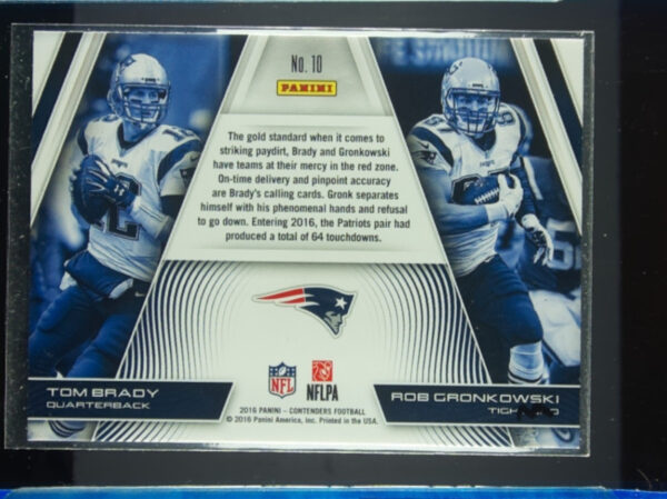 2016 Panini Contenders Rob Gronkowski / Tom Brady #10 Patriots Touchdown Tandems - Image 3