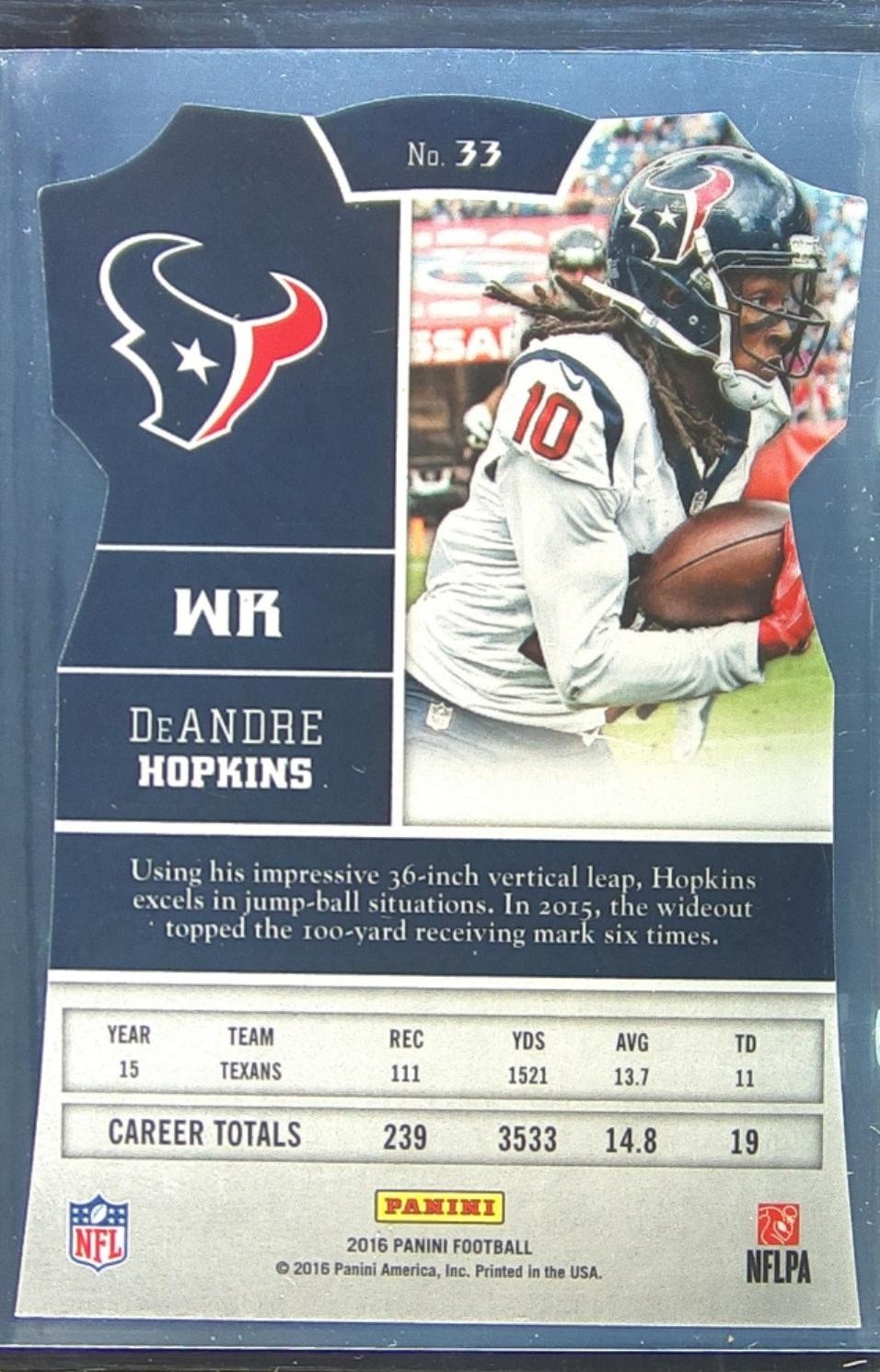 2016 Panini DeAndre Hopkins Sacrifice Die Cuts /199 #33 Texans - Image 3