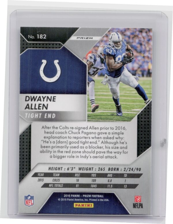 2016 Panini Prizm Dwayne Allen Prizm #182 Colts - Image 3