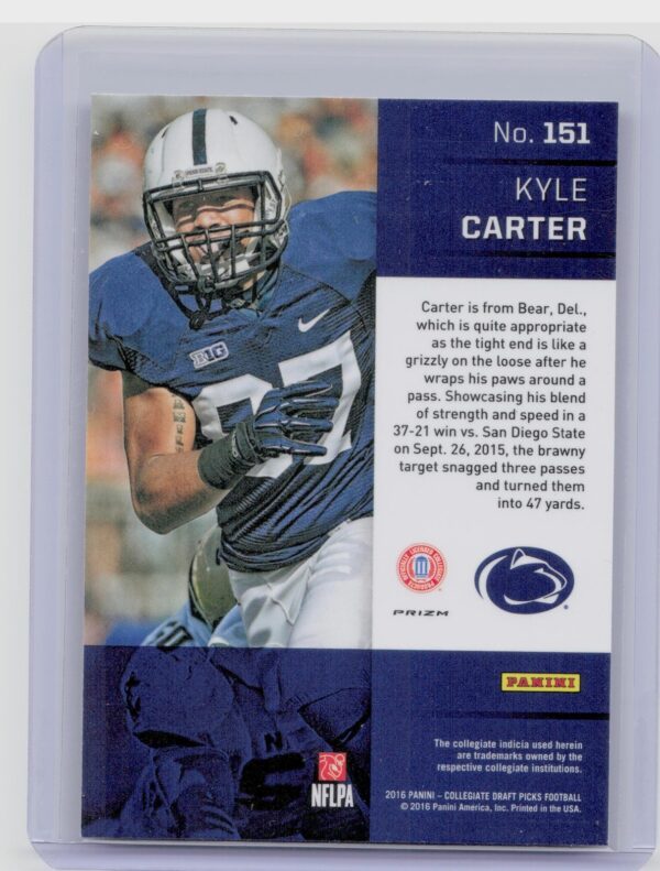 2016 Prizm Collegiate Draft Picks Kyle Carter Prizms Red #151 Lions - Image 3