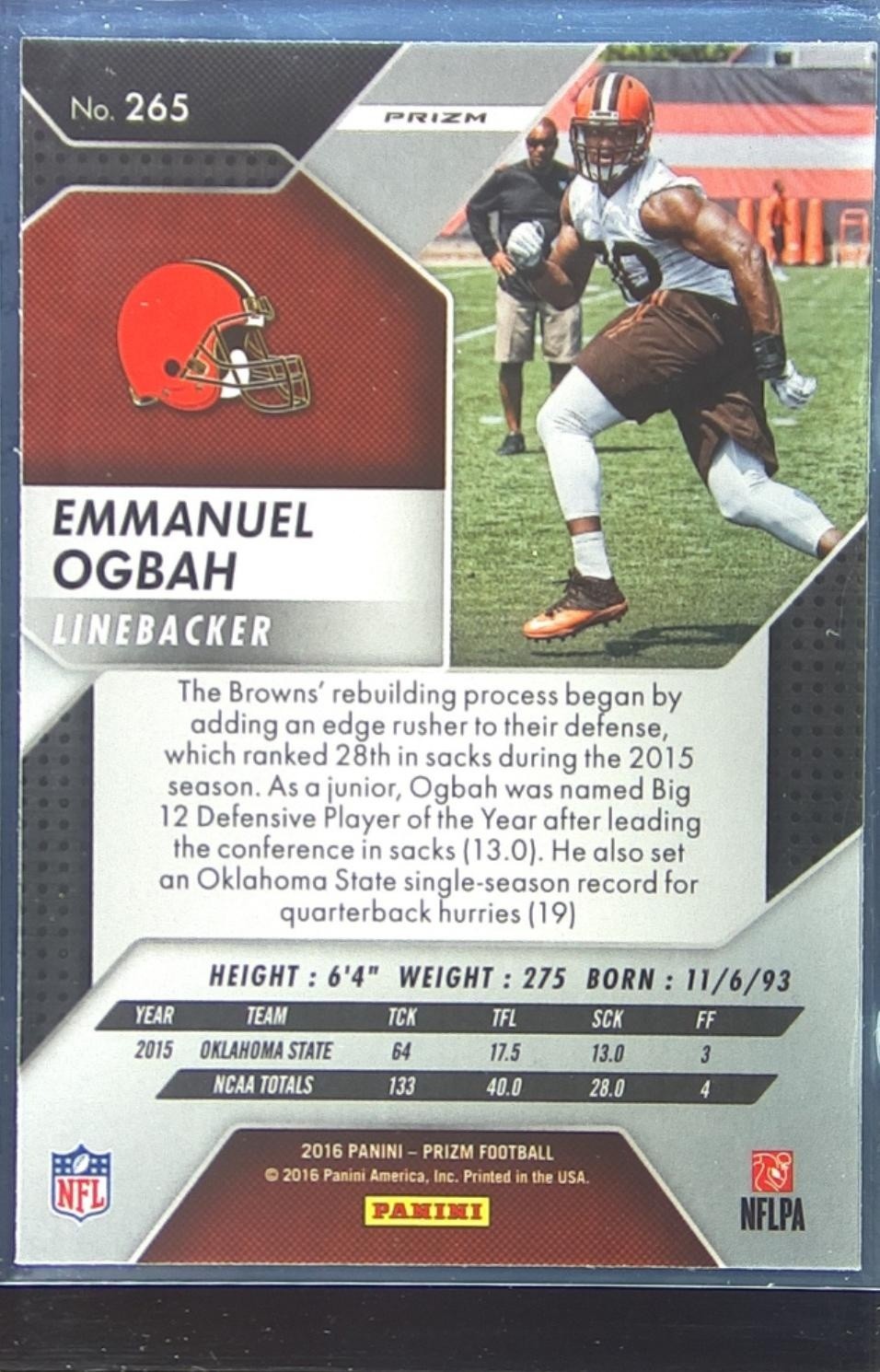 2016 Prizm Emmanuel Ogbah Prizm RC #265 Browns - Image 3