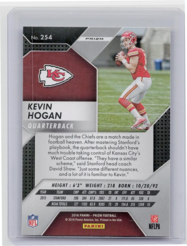 2016 Prizm Kevin Hogan Prizm #254 Chiefs - Image 3