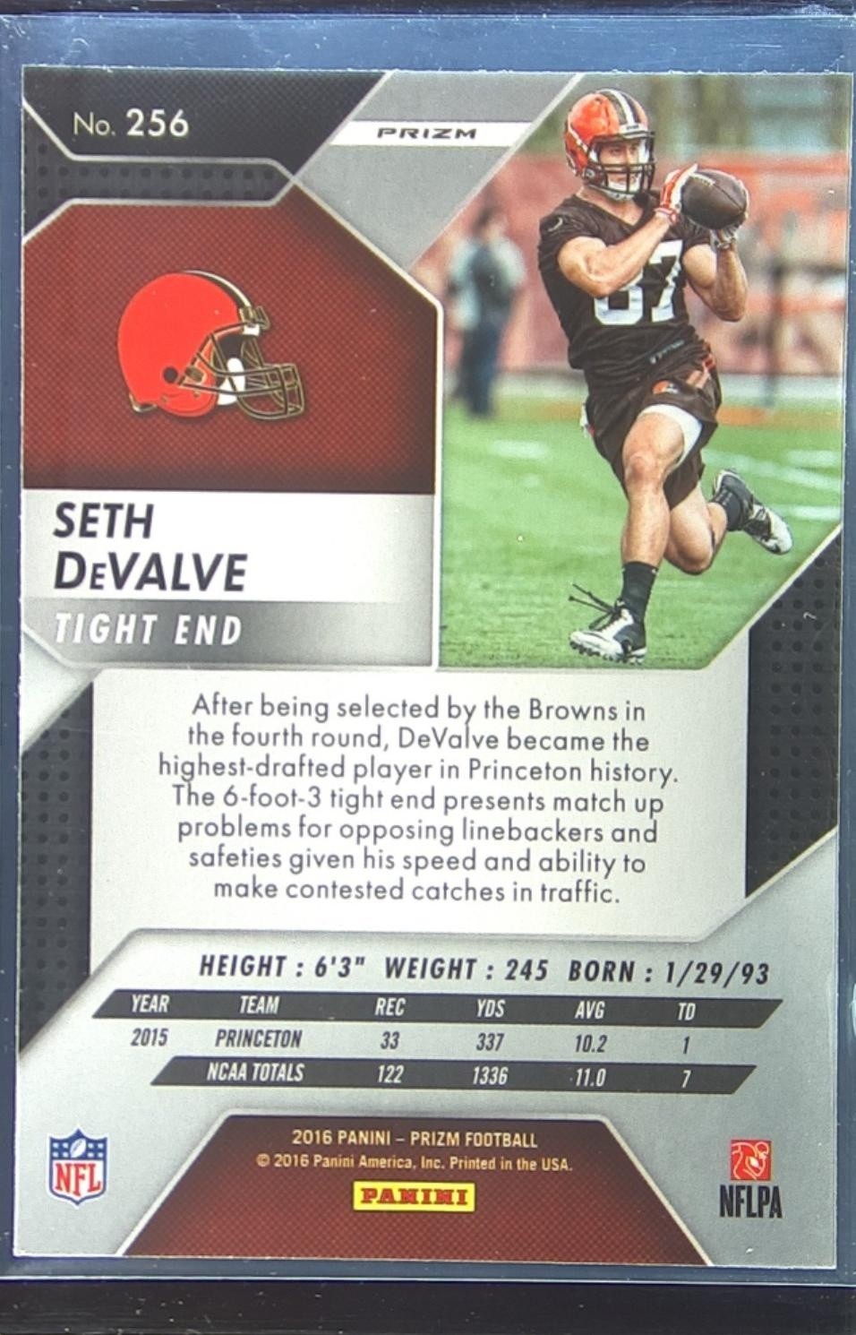 2016 Prizm Seth DeValve Prizm RC #256 Browns - Image 3