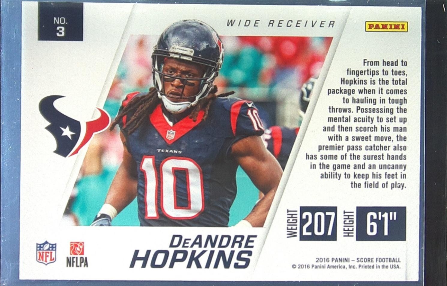 2016 Score DeAndre Hopkins #3 Texans Toe the Line Green - Image 3