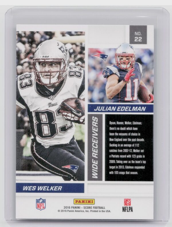 2016 Score Julian Edelman / Wes Welker #22 Patriots Reflections Green - Image 3