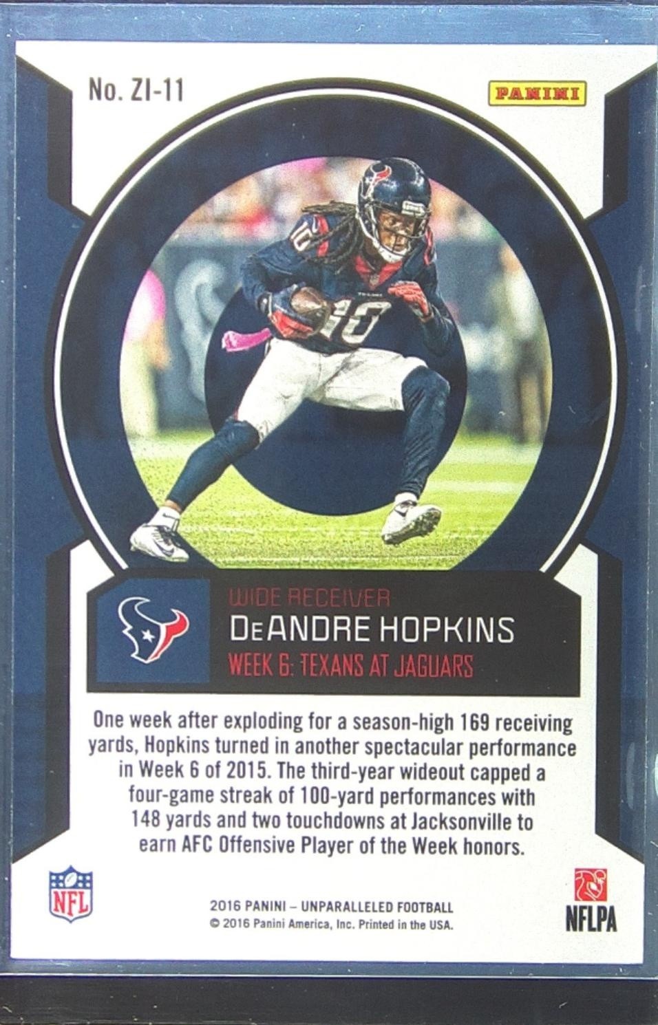 2016 Unparalleled DeAndre Hopkins #ZI-11 Texans Zoned In - Image 3