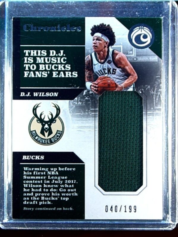 2017-18 Panini Chronicles D.J. Wilson /199 JSY #CS-DJW Bucks Chronicles Swatche