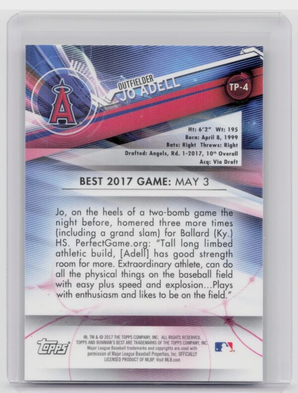 2017 Bowman's Best Jo Adell #TP-4 Angels Top Prospects - Image 3