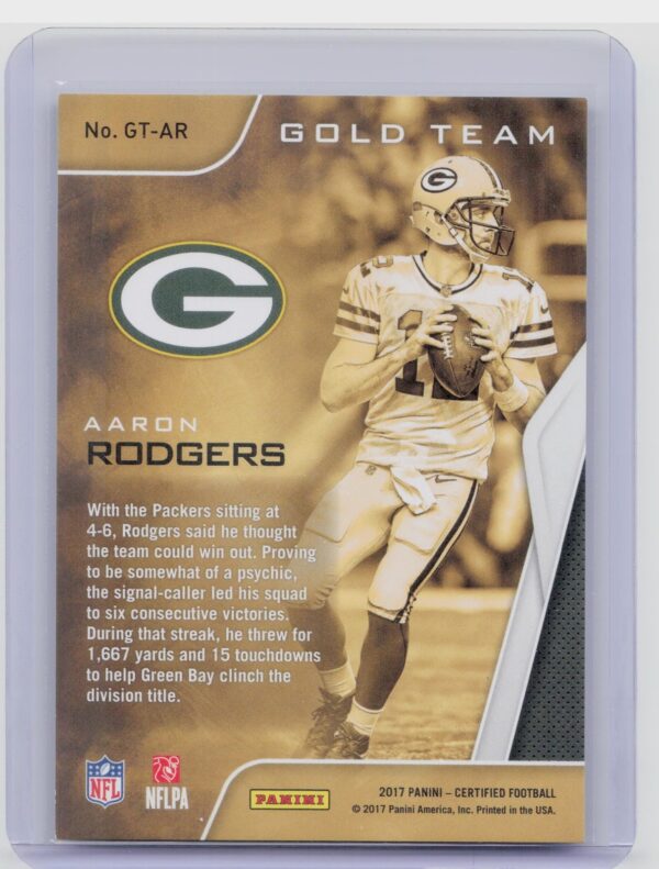 2017 Certified Aaron Rodgers #GT-AR Packers Gold Team - Image 3
