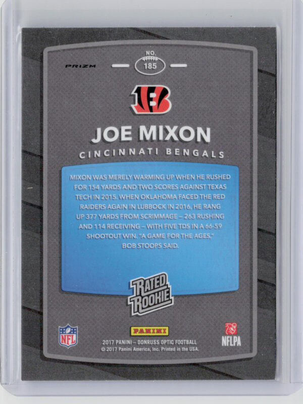 2017 Donruss Optic Joe Mixon Holo #185 Bengals - Image 3