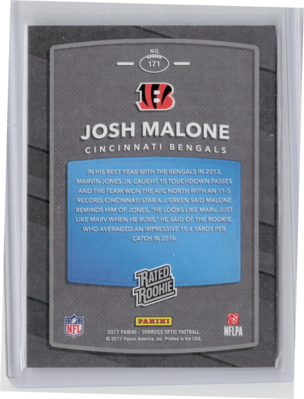 2017 Donruss Optic Josh Malone 171 - Image 3