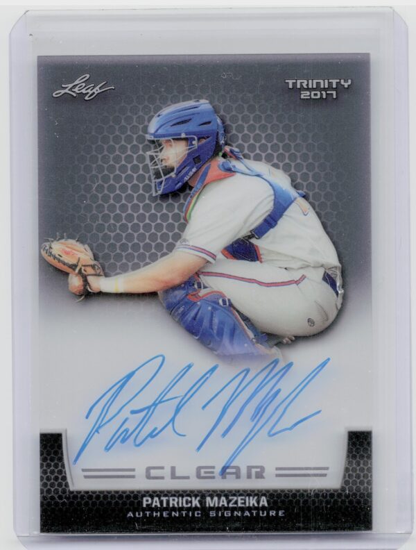 2017 Leaf Trinity Patrick Mazeika Auto #CA-PM1 Mets Clear Autographs Gray