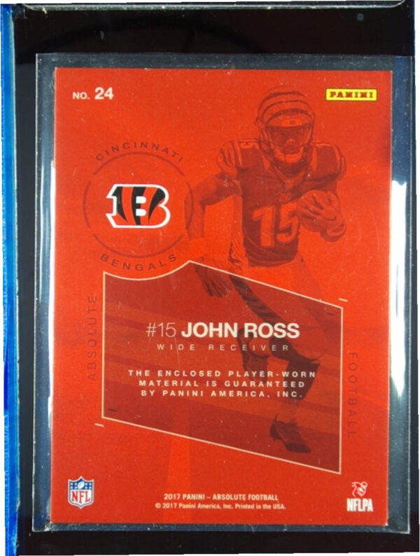 2017 Panini Absolute John Ross III #24 Bengals Rookie Force Red - Image 3
