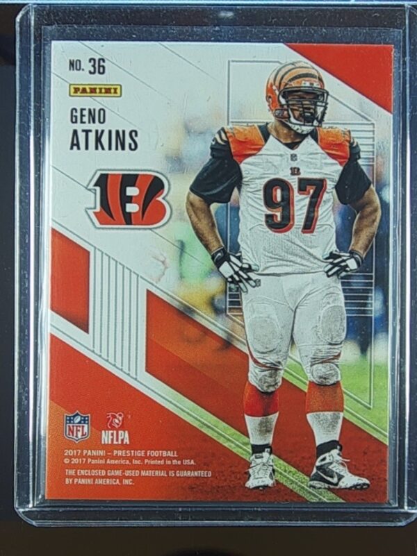 2017 Panini Prestige Geno Atkins JSY #36 Bengals Shirt Off My Back - Image 3