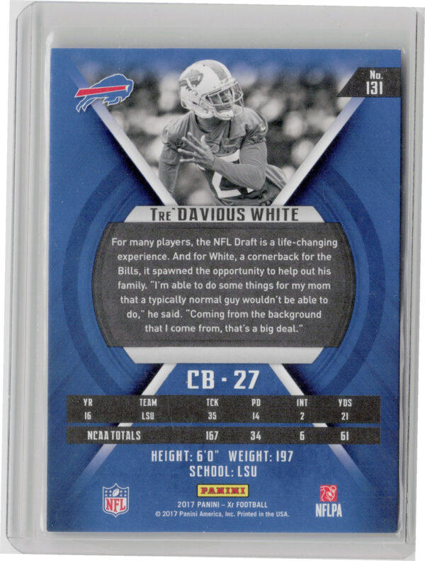 2017 Panini XR Tre'Davious White Red SN299 #131 Bills - Image 3