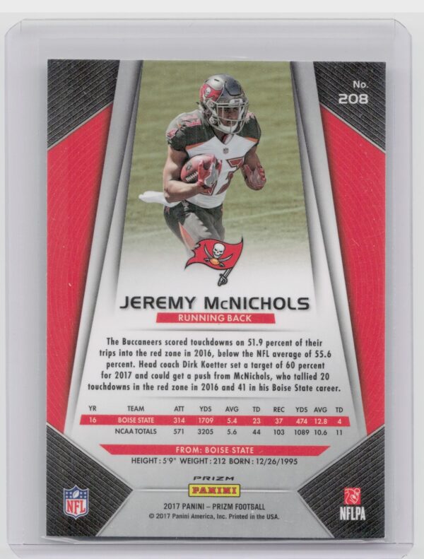2017 Prizm Jeremy McNichols Prizm Disco #208 Buccaneers - Image 3
